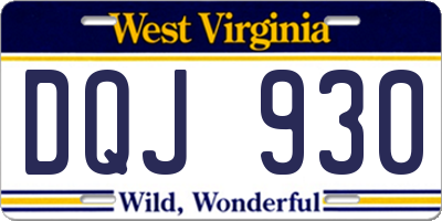 WV license plate DQJ930