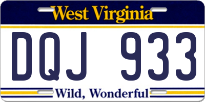 WV license plate DQJ933