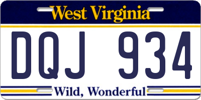 WV license plate DQJ934