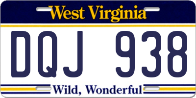 WV license plate DQJ938