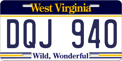 WV license plate DQJ940