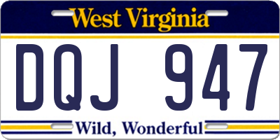 WV license plate DQJ947