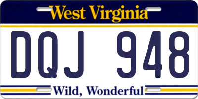 WV license plate DQJ948