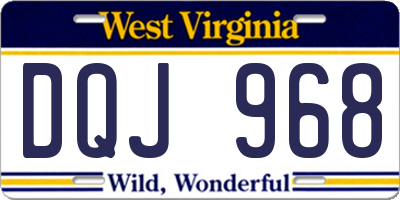 WV license plate DQJ968