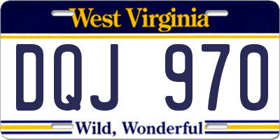 WV license plate DQJ970