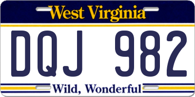 WV license plate DQJ982