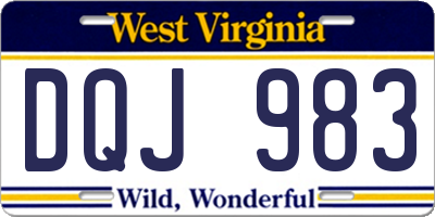 WV license plate DQJ983