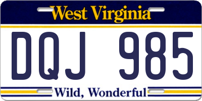 WV license plate DQJ985