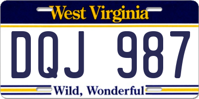 WV license plate DQJ987