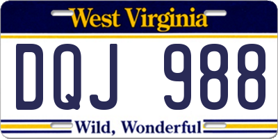 WV license plate DQJ988