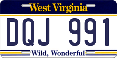 WV license plate DQJ991