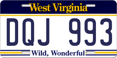WV license plate DQJ993