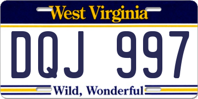 WV license plate DQJ997