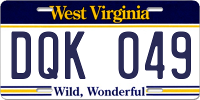WV license plate DQK049
