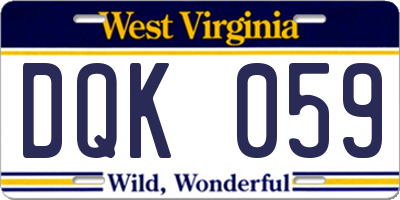 WV license plate DQK059