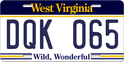 WV license plate DQK065