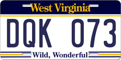 WV license plate DQK073