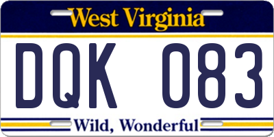 WV license plate DQK083