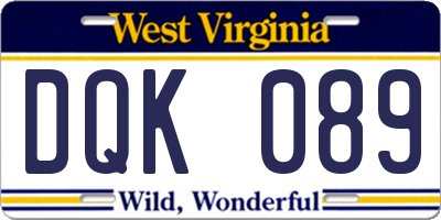 WV license plate DQK089