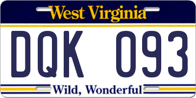 WV license plate DQK093