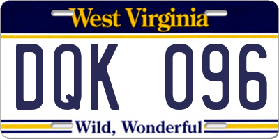 WV license plate DQK096