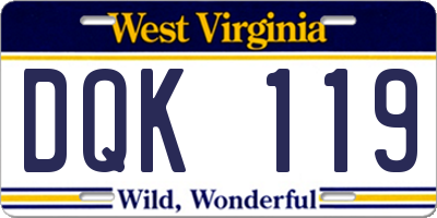 WV license plate DQK119