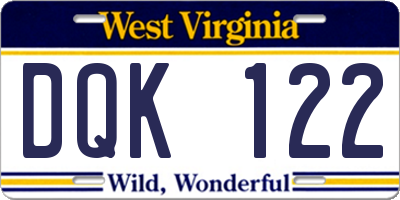 WV license plate DQK122