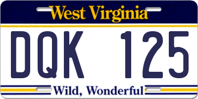 WV license plate DQK125