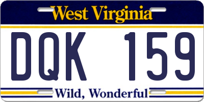 WV license plate DQK159