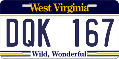 WV license plate DQK167
