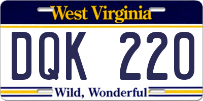 WV license plate DQK220