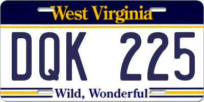 WV license plate DQK225