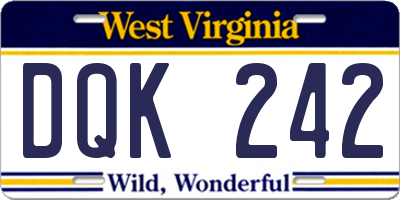 WV license plate DQK242