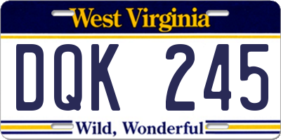WV license plate DQK245