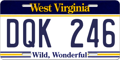 WV license plate DQK246