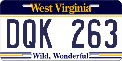 WV license plate DQK263