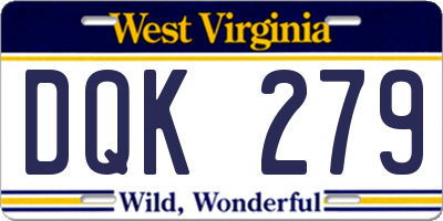 WV license plate DQK279