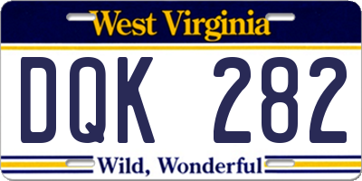 WV license plate DQK282
