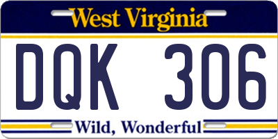 WV license plate DQK306