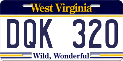 WV license plate DQK320