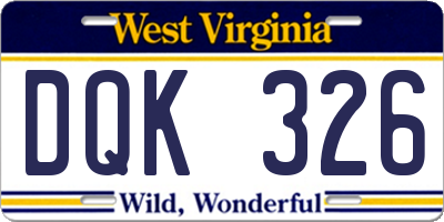 WV license plate DQK326