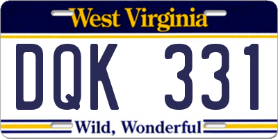 WV license plate DQK331