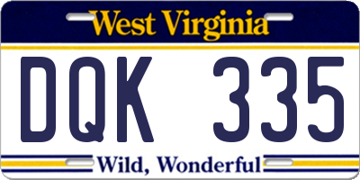 WV license plate DQK335