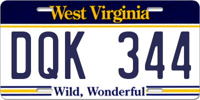 WV license plate DQK344