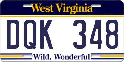 WV license plate DQK348