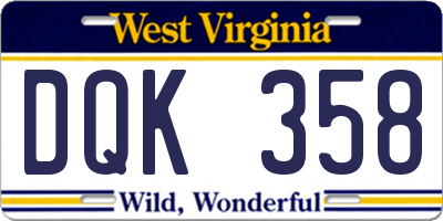 WV license plate DQK358