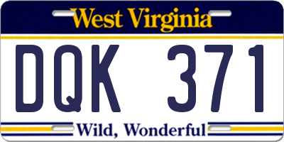 WV license plate DQK371