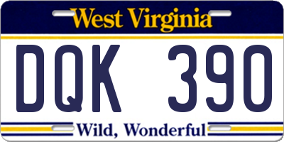 WV license plate DQK390