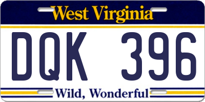 WV license plate DQK396