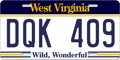 WV license plate DQK409